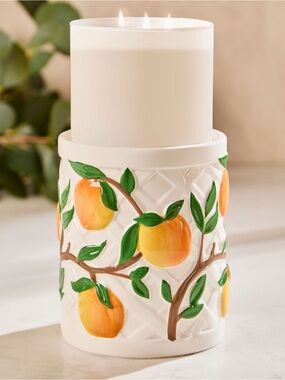 🆕🍑 BATH & BODY WORKS LIMITED EDITION VERA BRADLEY “PEACH BRANCHES” CANDLE HOLDER
